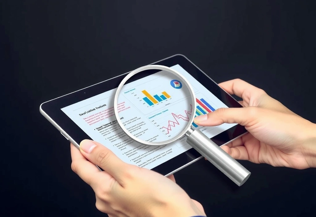 Mână care verifică informații pe o tabletă